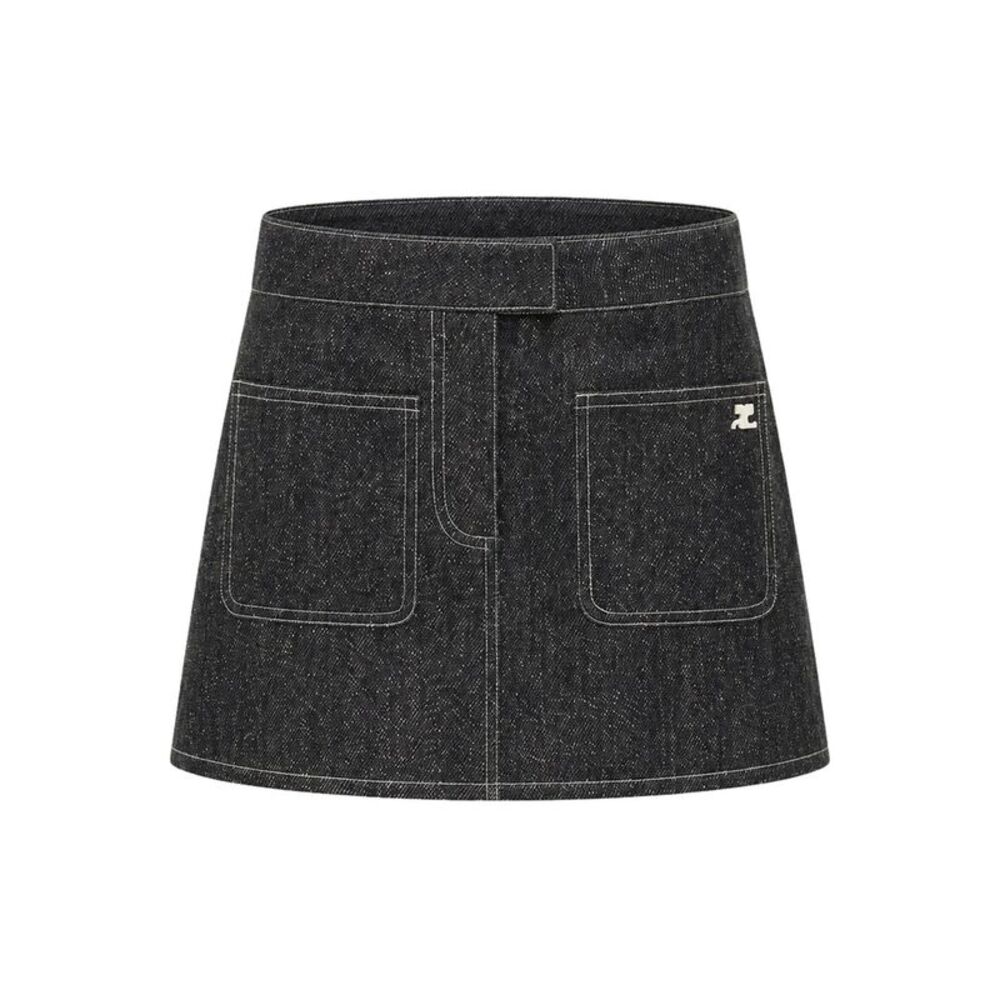 Courreges Women Two-Pocket Denim Tweed Miniskirt